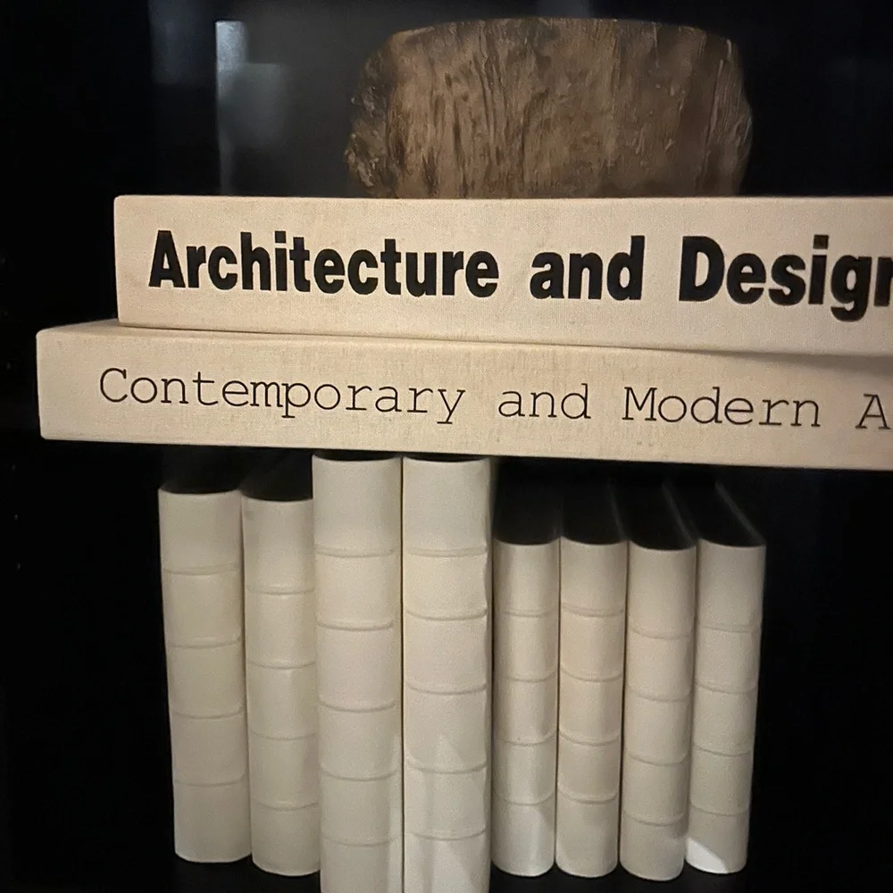 Restoration hardware decor book box.